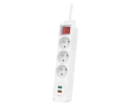 Akcesoria komputerowe HAMA ANTYPRZEPIĘCIOWA 3 gniazdek 2XUSB 1.5m biała